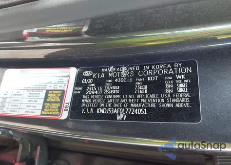 2020 Kia Soul Gt-Line Turbo из США, поврежденный, VIN KNDJ53AF0L7724051